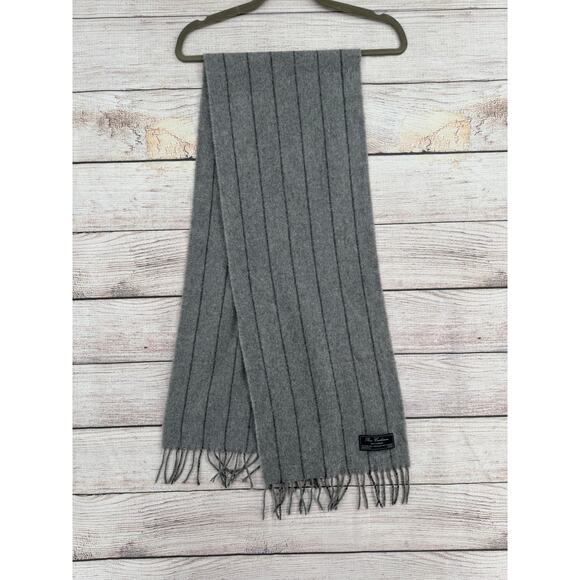 Pure Cashmere 100% Cashmere Striped Scarf Gray 11.5"x64" - Picture 2 of 8